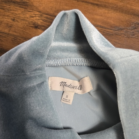 Madewell Small Seafoam Green Velvet Turtleneck Short Sleeve Top - Picture 10 of 12